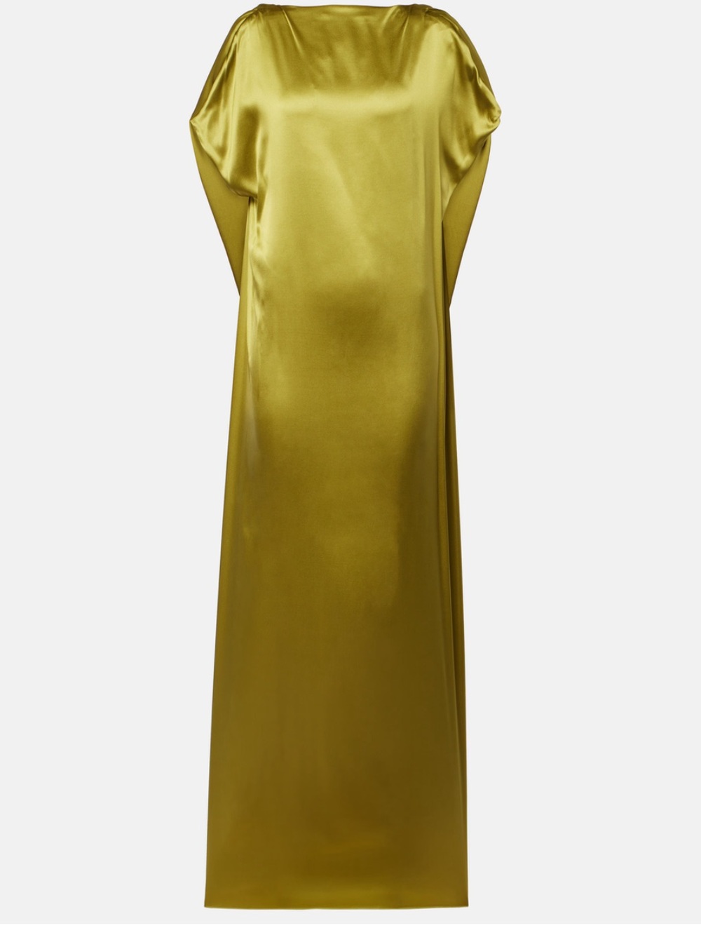 Dries Van Noten Olive Satin Maxi Dress with Deep V-Back - Picture 6 of 11